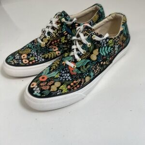 Keds Rifle Paper Co Shoes Womens Size 7.5 Black Floral Canvas Sneakers WF58356
